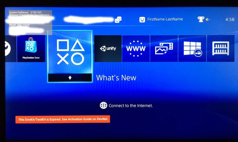 A screenshot of the console’s front menu, with the expired license notice.